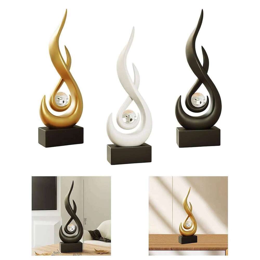Resin Abstract Fire Statue Modern Art Sculpture Desk Ornament Vintage Study Office Home Interior Arrange Decorative Figurines Y260202