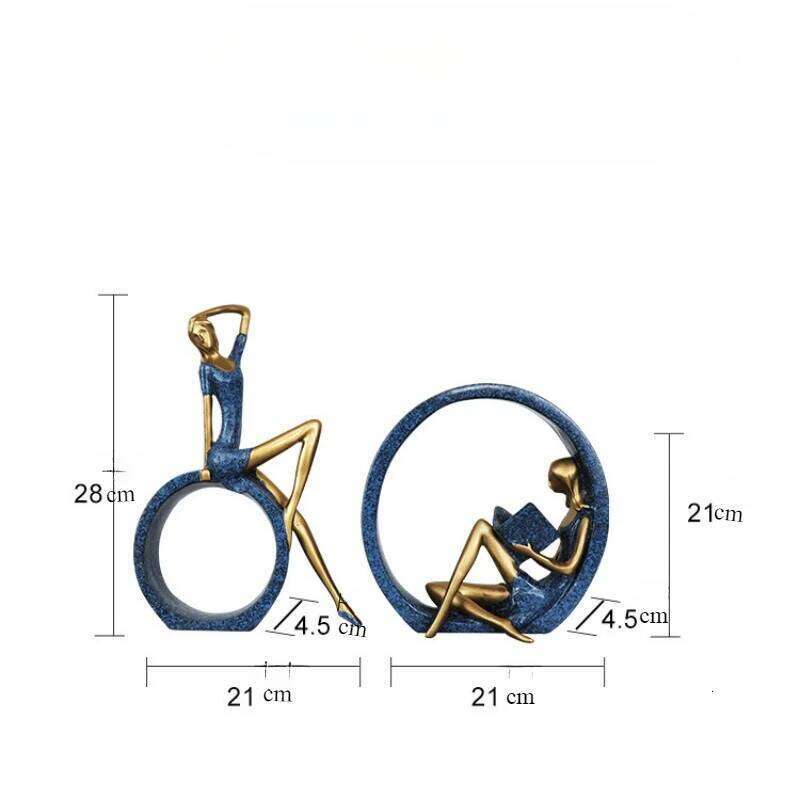 Desktop Girls Reading Books Simple Decorations for Living and Study Rooms Light Luxury Home Resin Ornaments Y260202