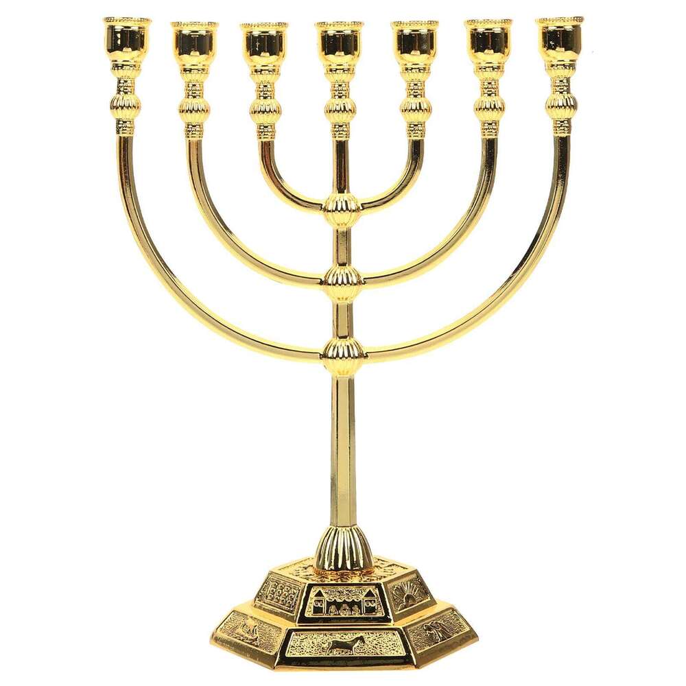 7 Branch Holder Jerusalem Temple 12 Of Menorah 6.69-Inch Height Hanukkah Stand 4 3 Y260131