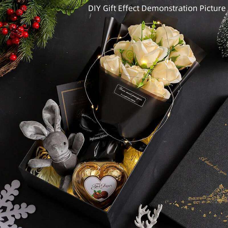 9 Heads Soap Rose Bouquet Artificial Flower for Christmas Wedding Birthday Party Valentine's Day DIY Gift Home Decoration Y260202