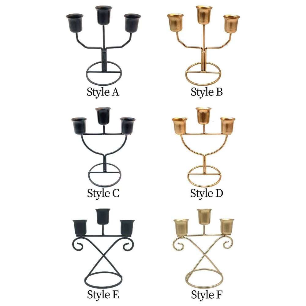 3 Arms Candle Holder Iron Modern Creative Candleholder Centerpiece for Party Living Room Holiday Dining Table Decoration Y260131