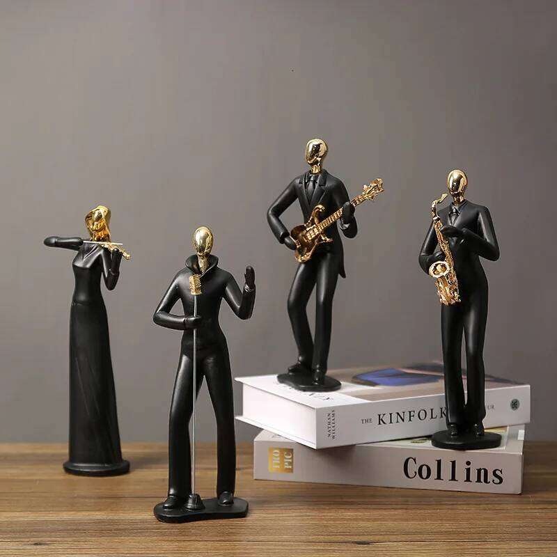 Musician Abstract Music Dance Sculpture Figure Ornament Creative Resin Desktop Jazz Band Characters Musical Figurines Y260202