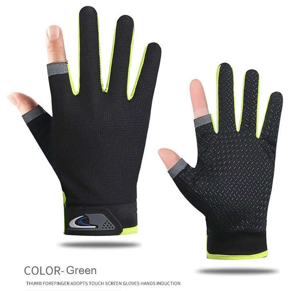 1 Pair 2 Cut Fingers Fingerless Gloves Men Women Breathable Anti-slip Antiskid Fishing Wear for Pesca Fitness XJ260202