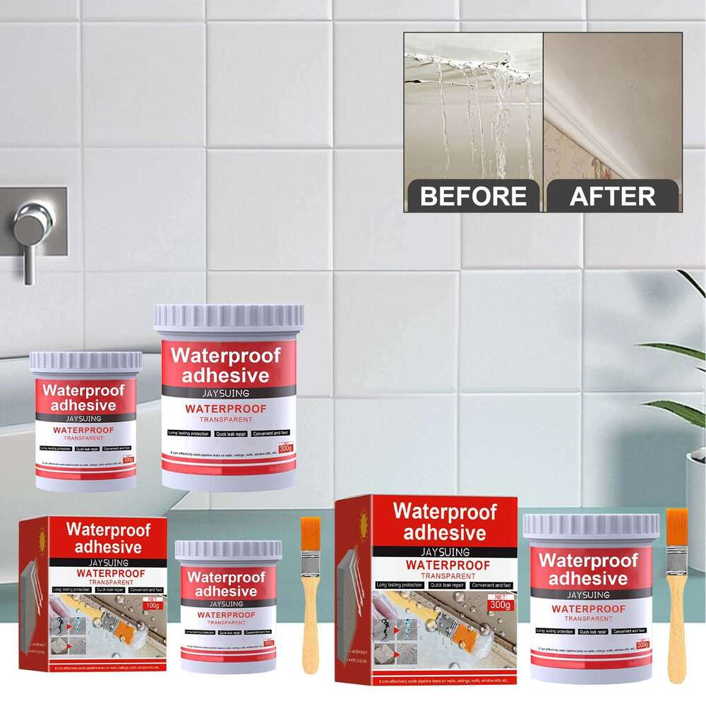 Jaysuing Transparent Waterproof Glue 300g Set for Roof, Bathroom, Kitchen Wall Waterproofing, No Tile Breaking, Leak Repair Coating S260202
