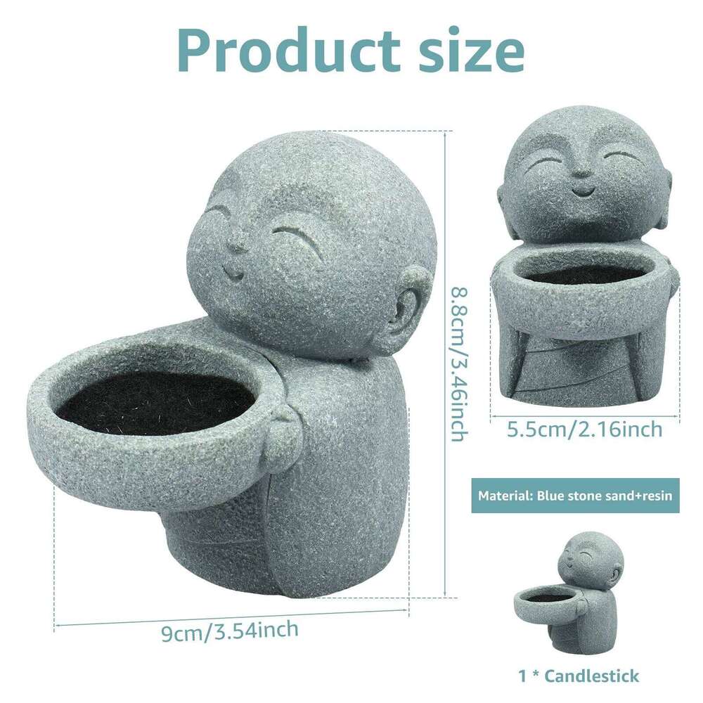 Tealight Vintage Sandstone Candle Holder Statues Simplistic Tea Light Buddha Figurine Candlestick Cute Zen Y260131