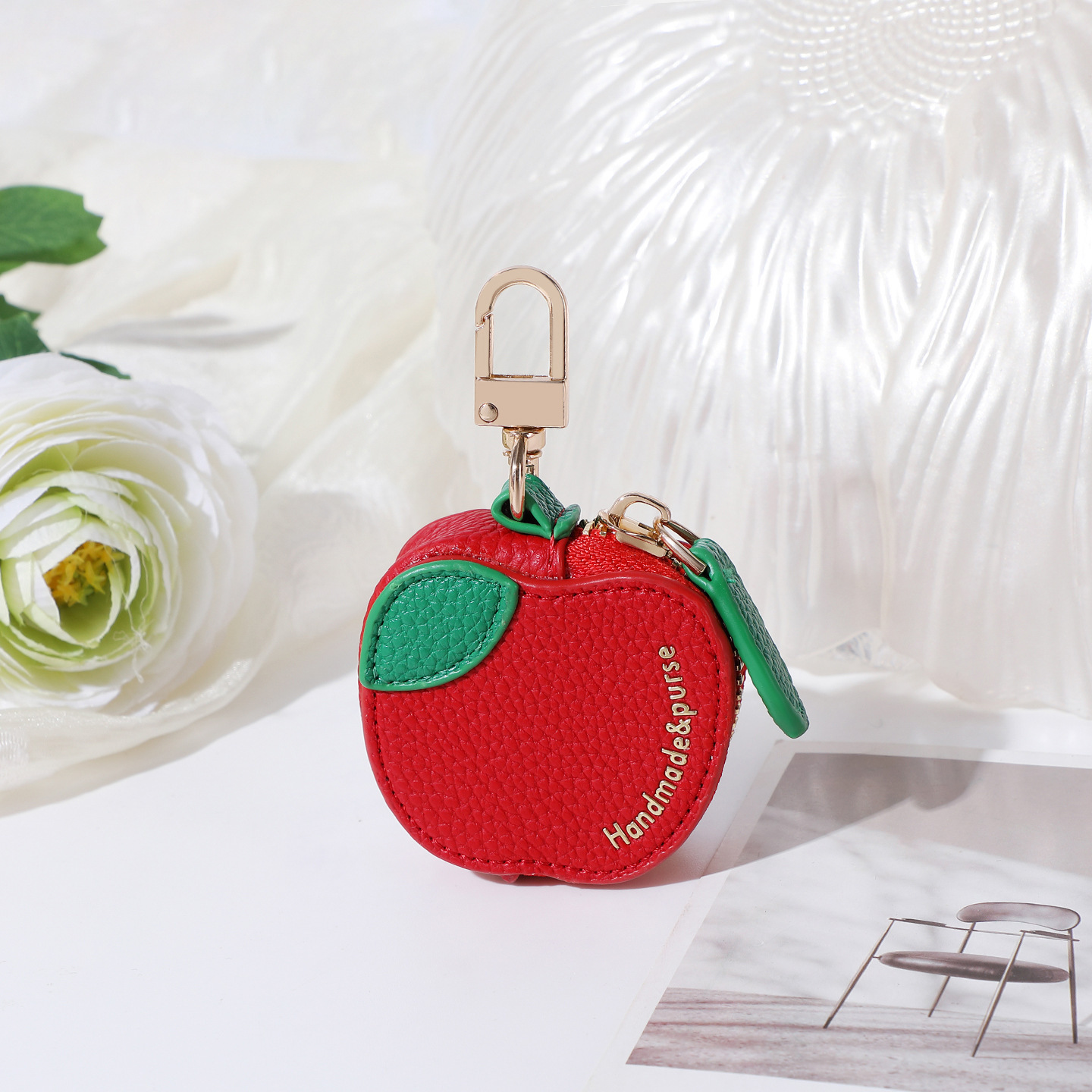 Bag Charm Key Chain Purse Accessory Bag Pendant Fruit Series Coin Purse PU Leather Keychain Earphone Bag Small Cute Coin Bag