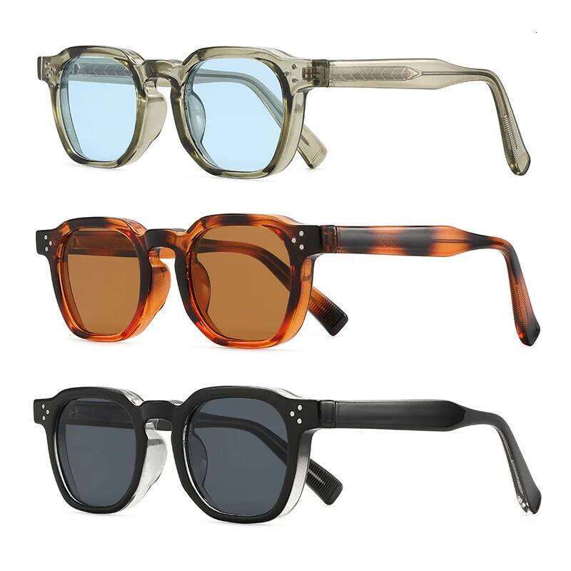 Retro Square Men Rivets Sunglasses Shades Outdoor UV400 Fashion Women Green Sun Glasses for Sunscreen Travel Cycling H260202