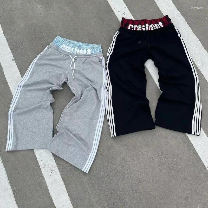 Men's Pants 2026Y2K Harajuku Style Pants-Letter Print Plaid DoubleWaist Trendy Streetwear Sweatpant AutumnWinter Men Clothing Baggy