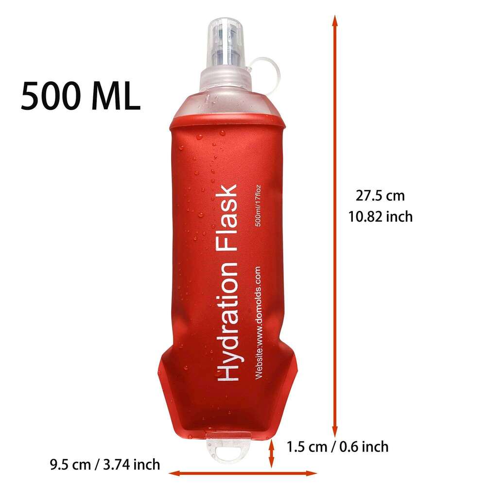 Red TPU Soft 500ml Girl Flask Leak Proof Water Bottle For Trail Running Marathon Cycling Camping Hiking Z260202
