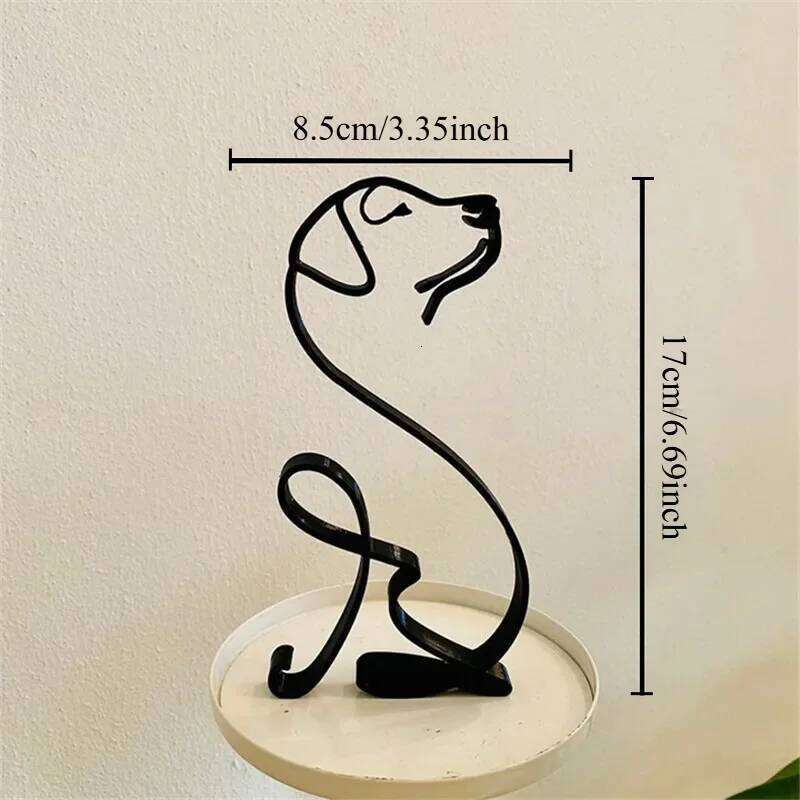 Sculpture Metal Dog Abstract Minimalist Art Iron Figurines Office Desktop Accessories For Home Decoration Cute Miniature Y260202