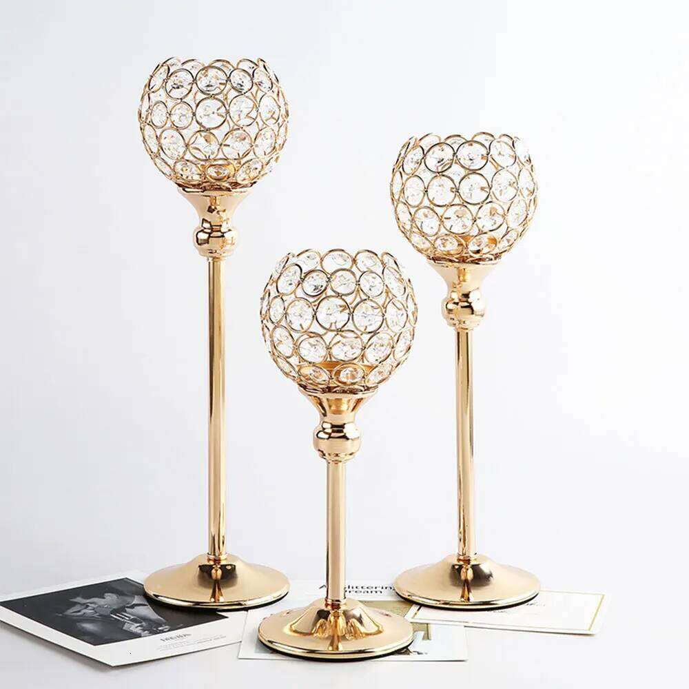 Crystal Romantic Candlelight Dinner Home Decor Candle Holders Wedding Decoration Accessories Candlesticks For Candelabro Y260131