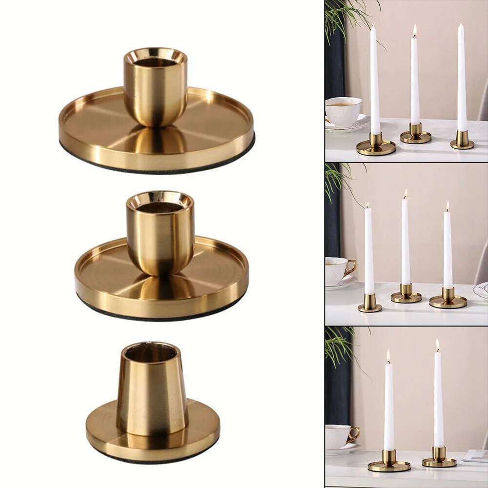 Golden Candle Holder Candlestick Decoration Crafts Decor Bookshelf Candles Stand For Home Wedding Table Y260131