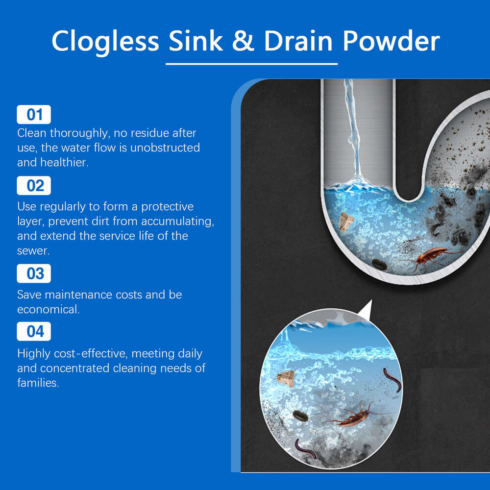 JUE FISH Bathroom Pipe Cleaning Dissolving Drain Cleaner Anti-Clogging Powder S260202