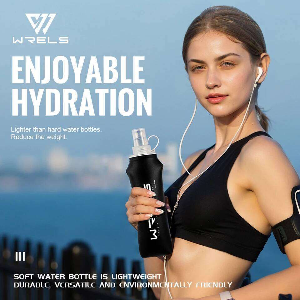 WRELS TPU Folding Soft Flask Outdoor Sport Bag Collapsible Water Bottle 500ml For Running Camping BPA Free Z260202