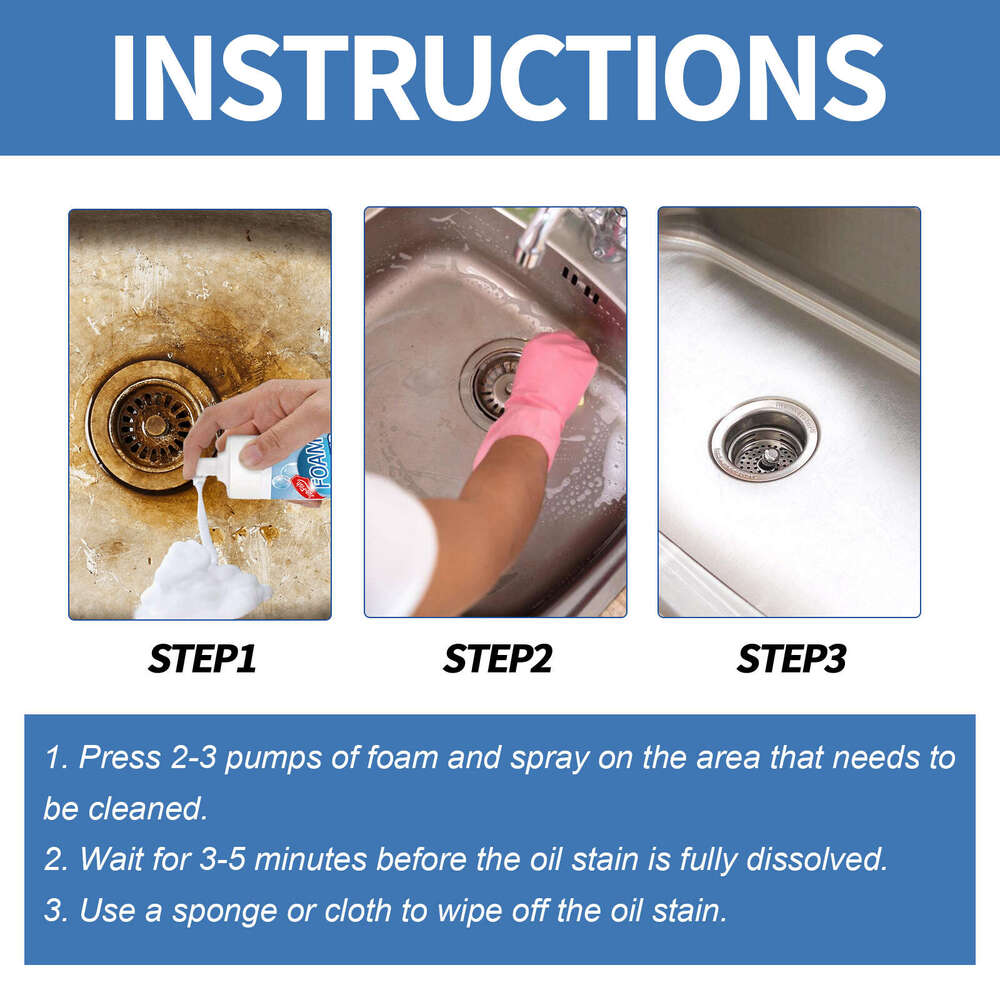 Jue-Fish Foam Kitchen Stove Range Hood Grease Stain Remover Cleaner S260202