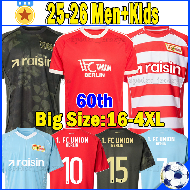 XXXL 4XL 25 26 Union Berlin Soccer Jerseys 60th Anniversary SKARKE DOEKHI LJUBICIC BURKE ILIC ANSAH ROTHE Football Shirts 2025 2026 SCHAFER HABERER Men kids kits