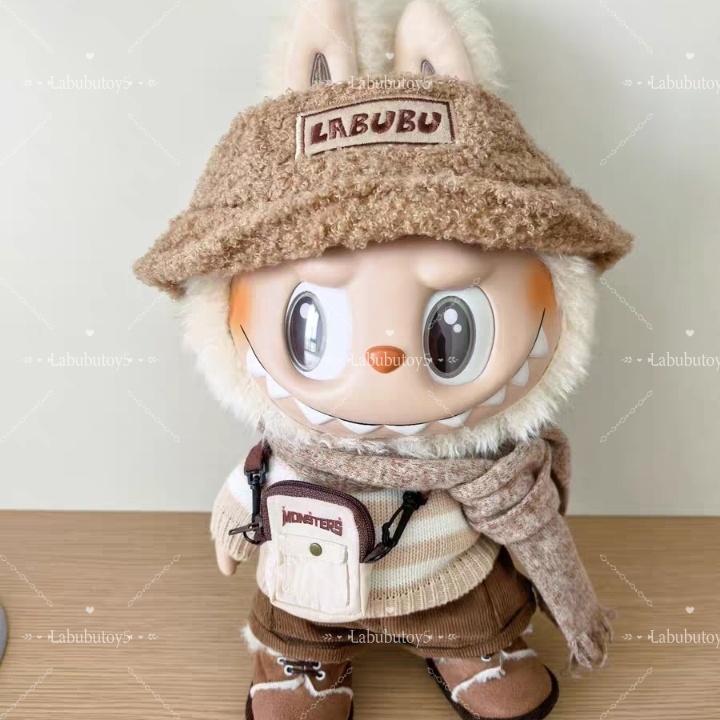 High Quality The MONSTERS 38 CM Big Labubu Doll DRESS BE LATTE Vinyl Plush Doll Action Figure Overalls Stuffed Toys Children Gifts yizhixing