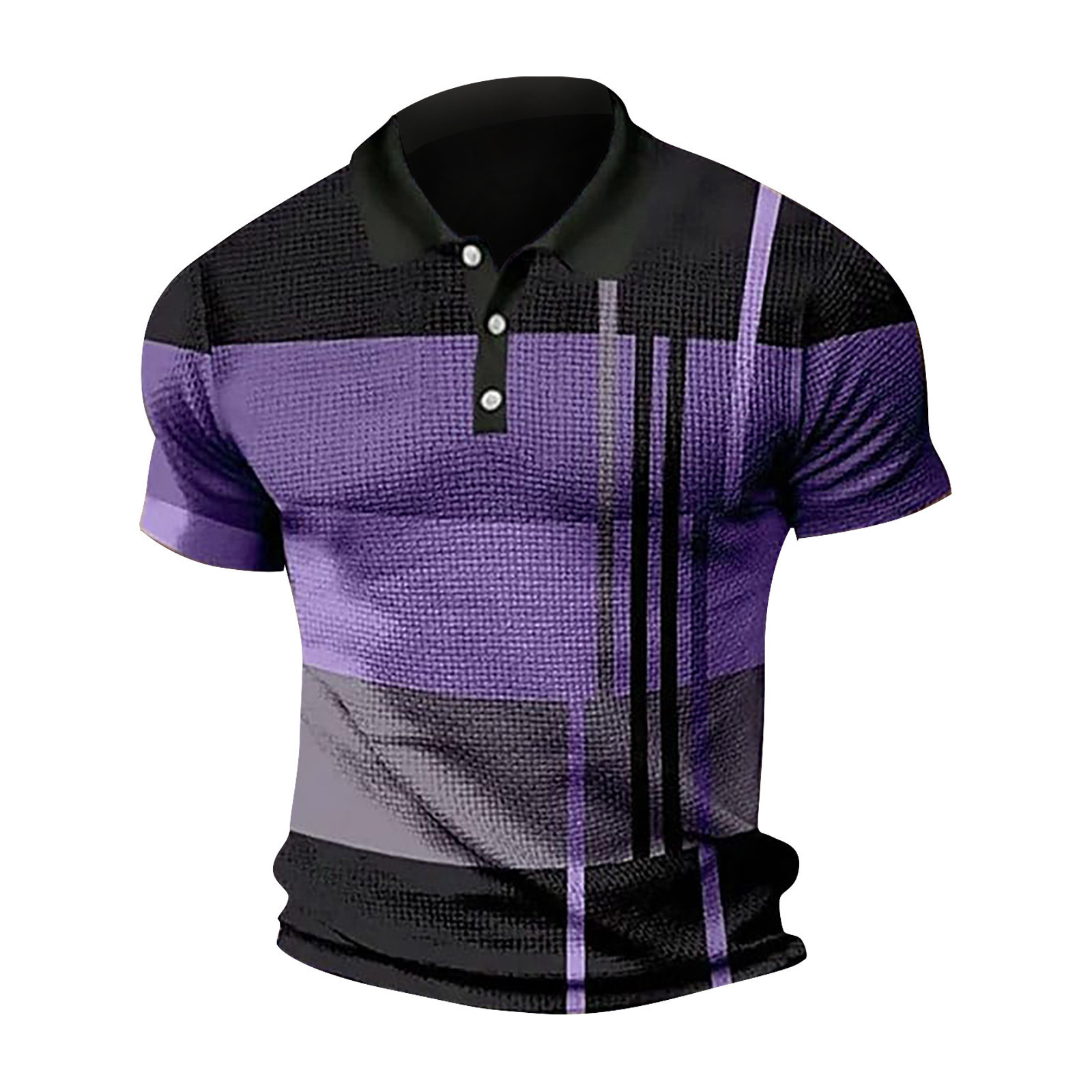 2026 Summer New Design Arrives Men's Business Polo Shirt Stripe Color blocked Zipper Short Sleeve T-shirt Free Shipping - view 8