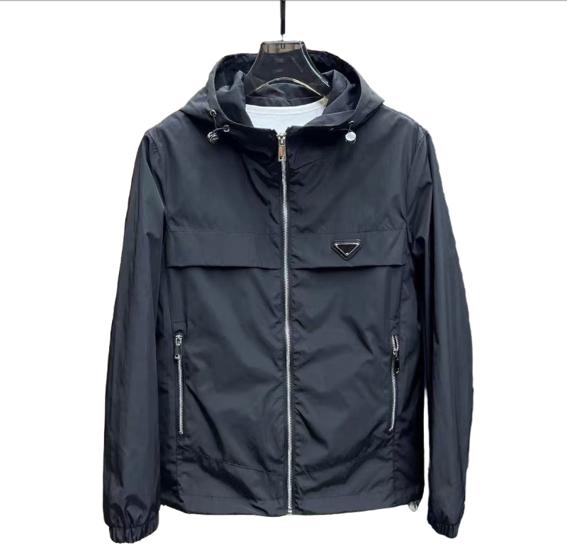 2026 New Spring and autumn solid color simple jacket men's high-end casual windproof hooded jacket