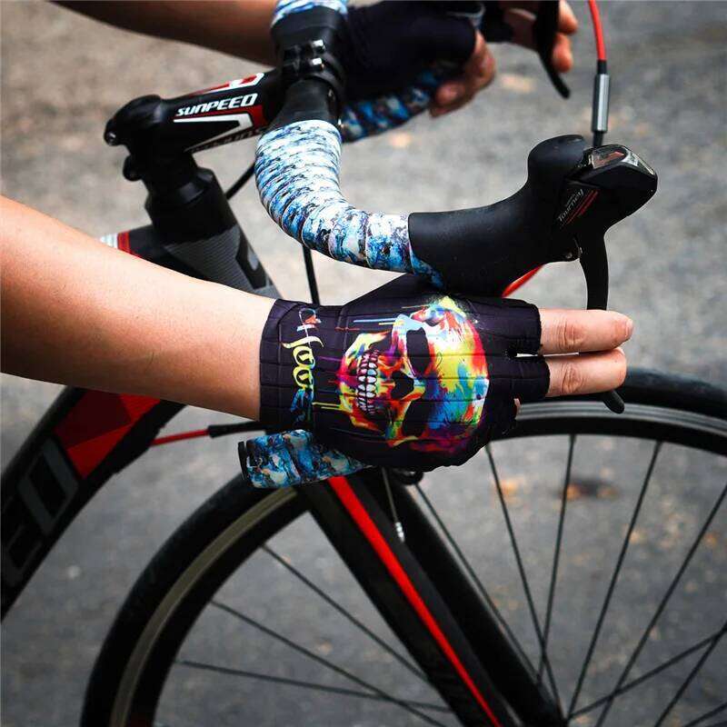 CNC Cycling Half Finger Bike Silicone Pads Bicycle Sports Gloves Gel Breathable Shock-Absorbing XJ260202
