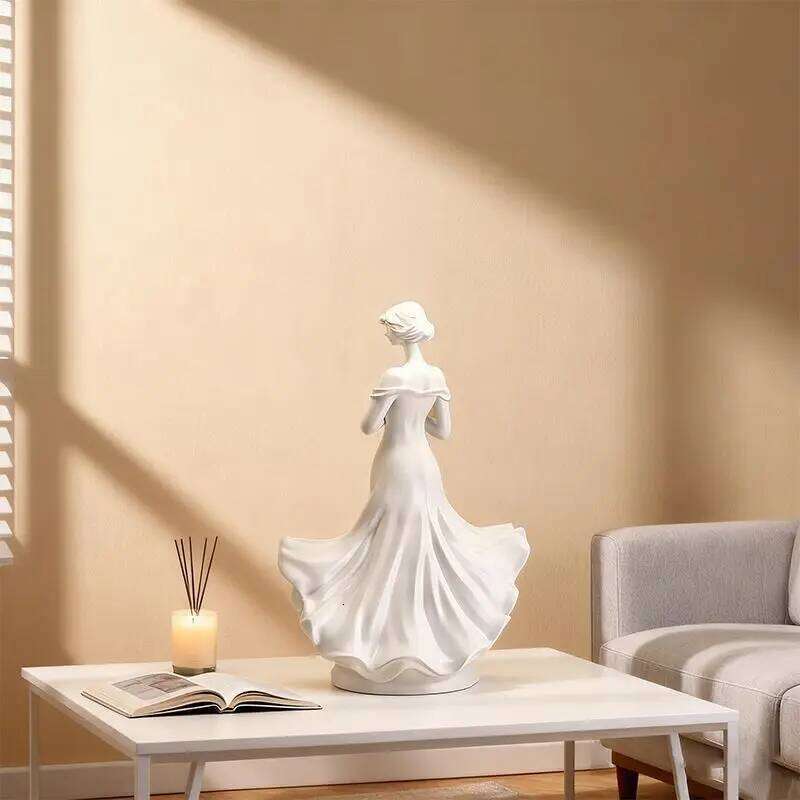 White Resin Figure Art Living Room Entrance TV Cabinet Human Body Exquisite Goddess Decor Woman Small Sculpture Gift Y260202