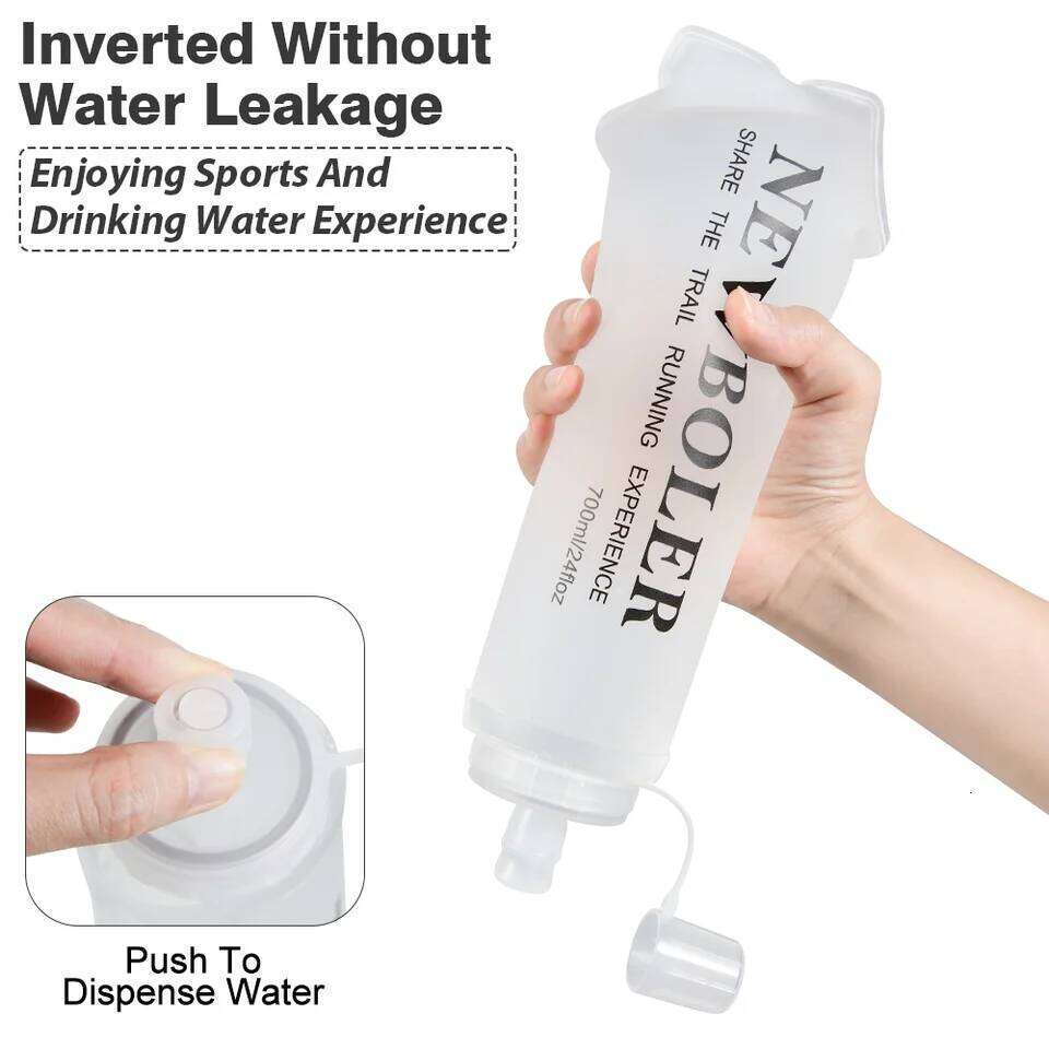 NEWBOLER 300ml/500ml/700ml Soft Flask Foldable Silicone Water Bottle TPU Kettle for Outdoor Camping Running Cycling Z260202