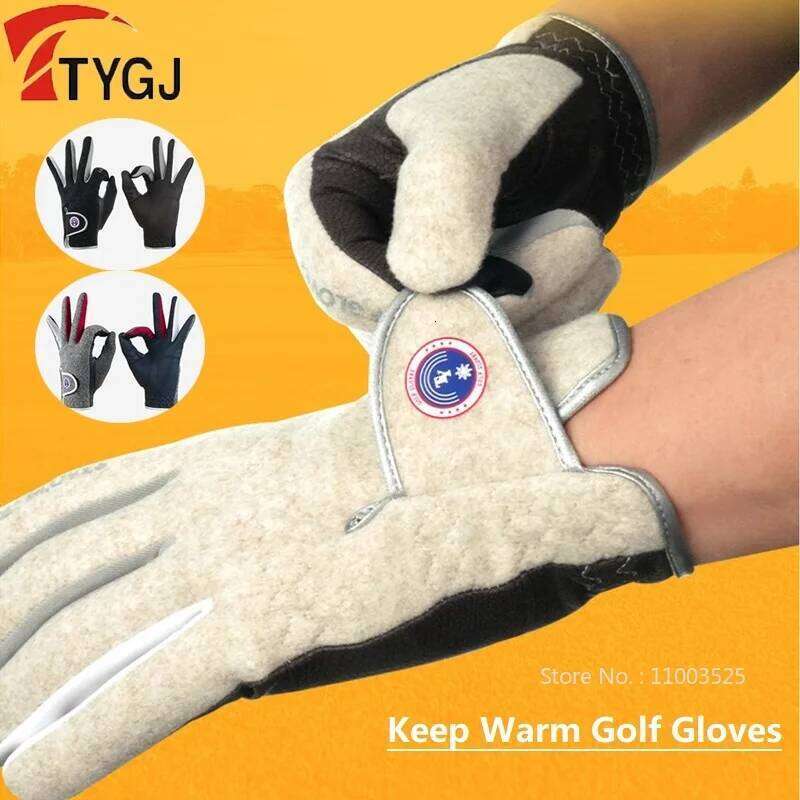 TTYGJ Winter Full Fingers Golf Men Anti-slip Keep Warm Cycling Gloves Male Sports Touch Screen Fleece Mittens XJ260202