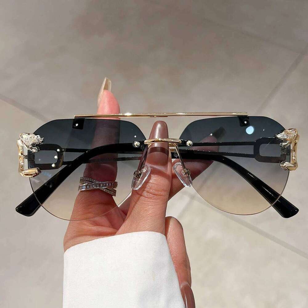 KAMMPT Vintage Rimless Sunglasses Men Women Trendy Pilot Gradient Shades Sun Glasses Fashion New Double Bridge UV400 Eyewear H260202