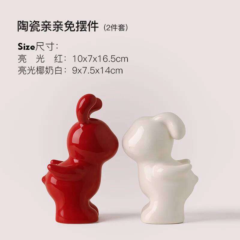 2 Pcs Creative Couple Rabbit Ornaments Cute Ceramic Artcles Home Decor Gifts Decoration Crafts Wedding Gift Giving Y260202