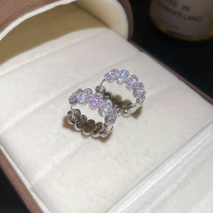 Silver Needle Zircon Flower Star C-shaped Casual Fashion Simple Elegant Versatile Earrings Light Luxury Niche Ear Jewelry - view 8