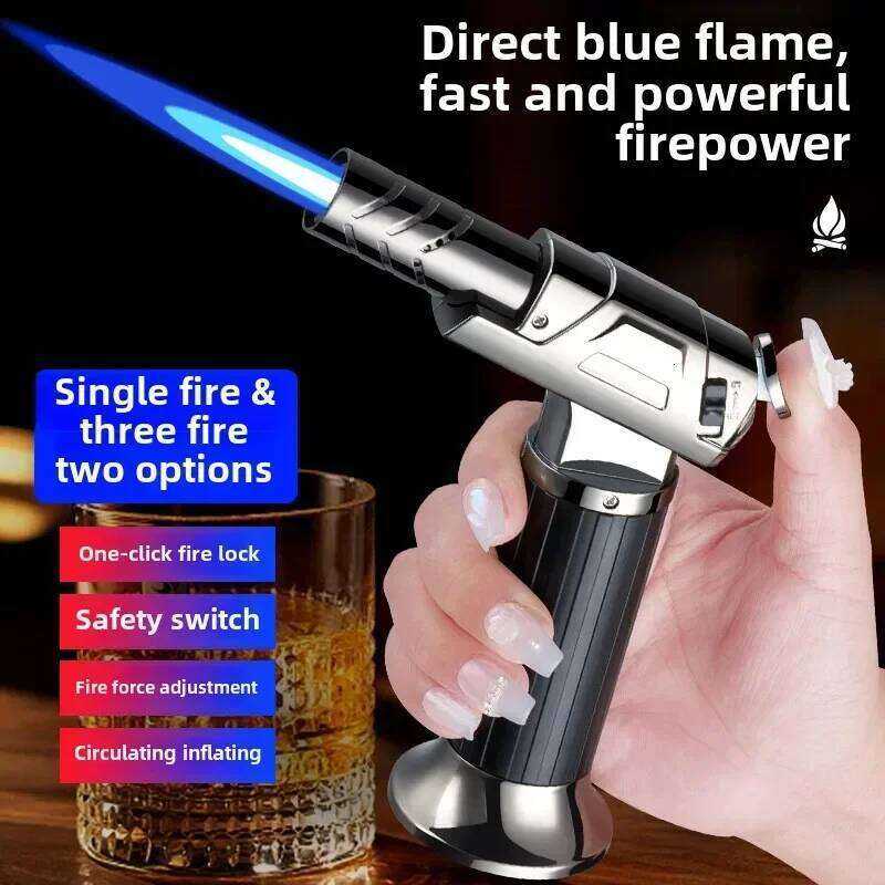 Windproof Large Flame Torch Gun Lighter Welding Cigar Kitchen Outdoor BBQ Barbecue Men's Ignition Tools Wholesale W260202