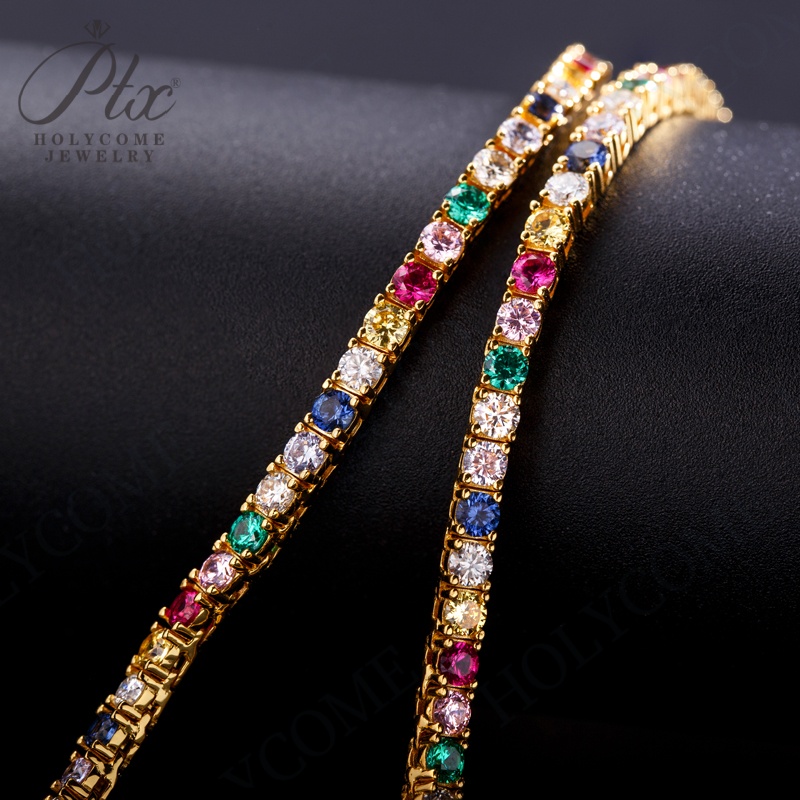 Shine 3mm Moissanite Diamond Tennis Chain 925 Sterling Silver 16-20inch Lab Gemstone Necklace for Women Wedding Engagement Party