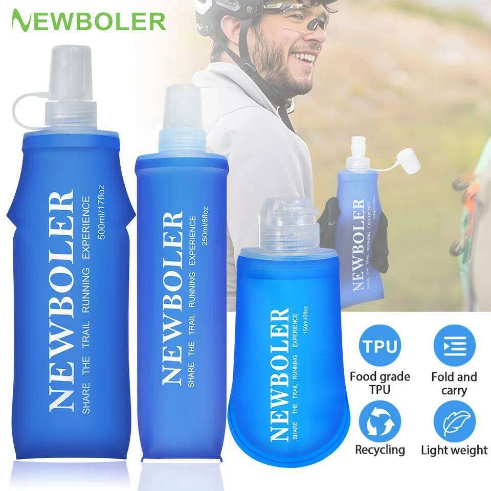 NEWBOLER 150ml 250ml 500ml TPU Folding Soft Flask Outdoor Sport Bag Collapsible Water Bottle Running Camping Z260202