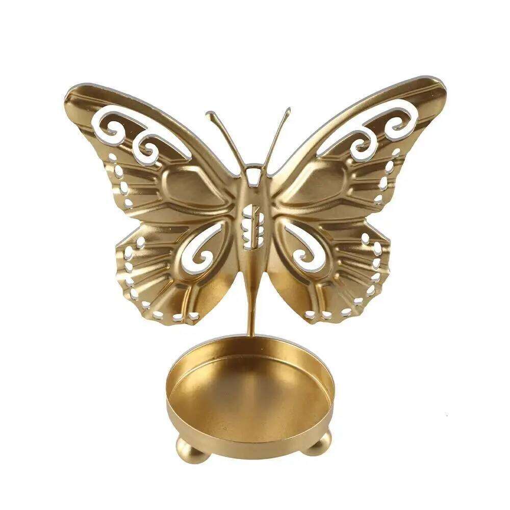 Electroplated Holders Unique Elegant Butterfly Candlestick Ornaments Exquisite Iron Candle Stand Y260131