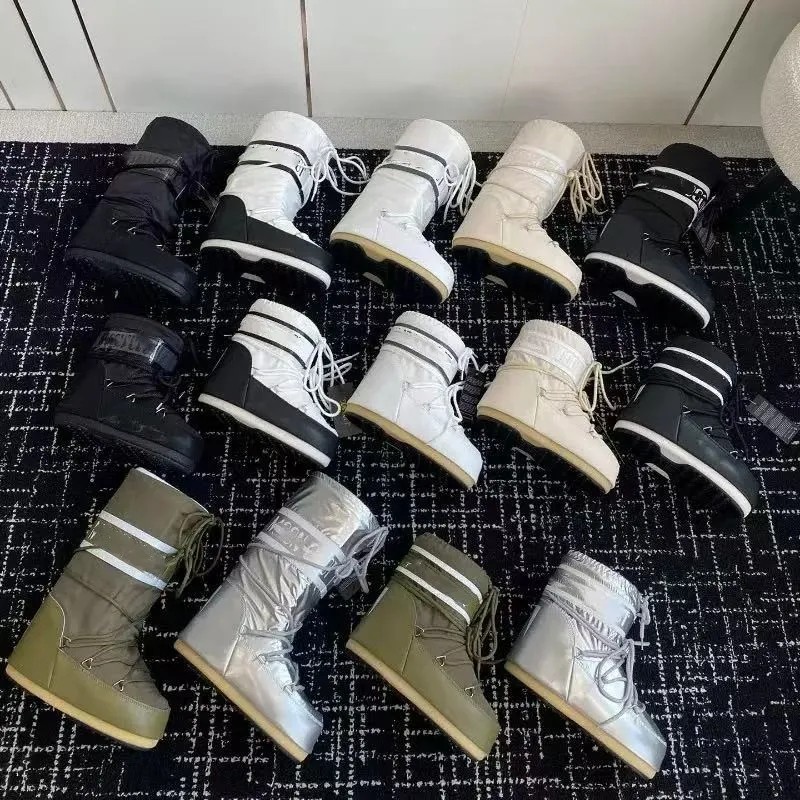 Luxury Fashion Moon Snow boot designer womens moon rain fur Boots New winter black warm snow ski platform high warm boot Winter Medium Shoes