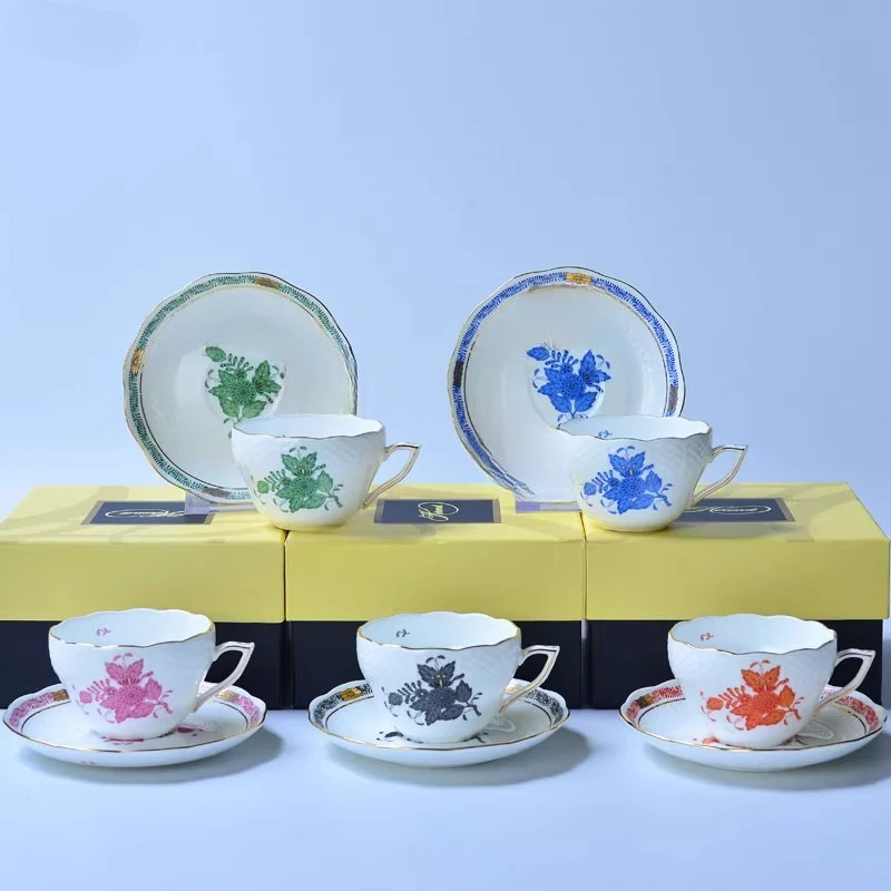 Ceramic Coffeware Coffee Cup Dish Exquisite Flower Teacup Milk Tea Cup Saucer Breakfast Mug Espresso Accessories Drinkware Gift