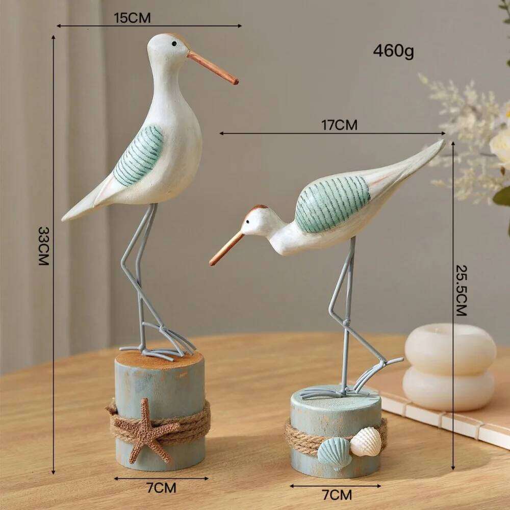 Seagull Wooden Crafts Ornaments Ocean Style Seabird Tree Stumps Home Decor for Model Rooms Desks Cabinets Display Decorations Y260202