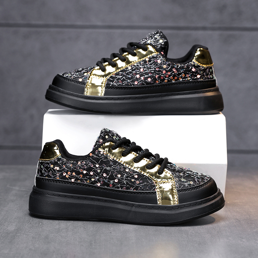 2026 Kids' Glitter Sneakers , Mesh Breathable Lace-Up Casual Shoes, Sparkly Platform Shoes for Boys and Girls