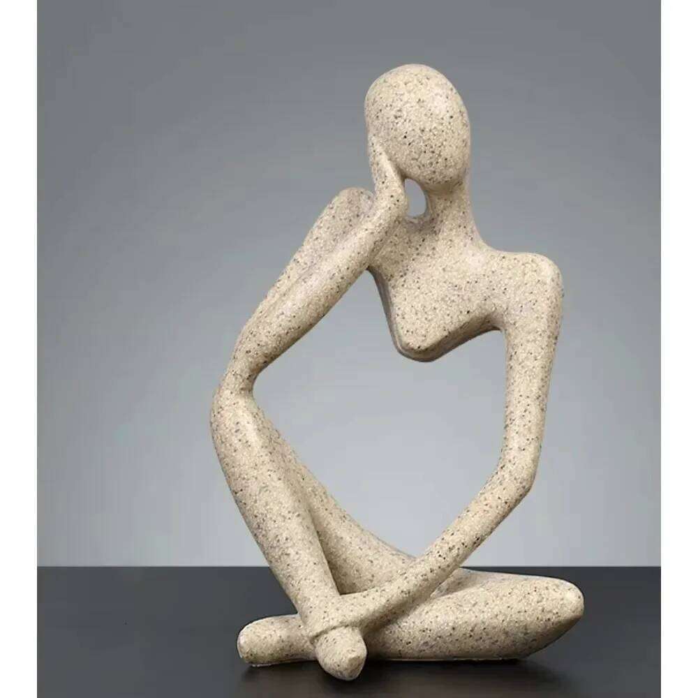 Decorations for Home Living Room Office Mini Thinker Sculpture Ornaments Resin Black Modern Abstract Sculptures Desktop Y260202