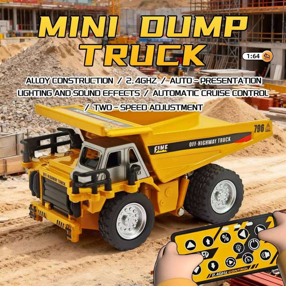 2025 new desktop engineering Dump truck 1:64 mini four-wheel drive drift full proportion remote control car Y260131