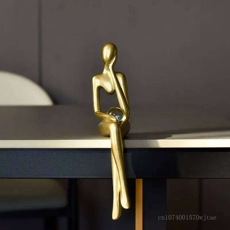 Luxury Gold Abstract Figure Sculpture Home Decoration Office Wine Cabinet Living Room Decor Resin Beautiful Woman Sculpture, 1Pc Y260202