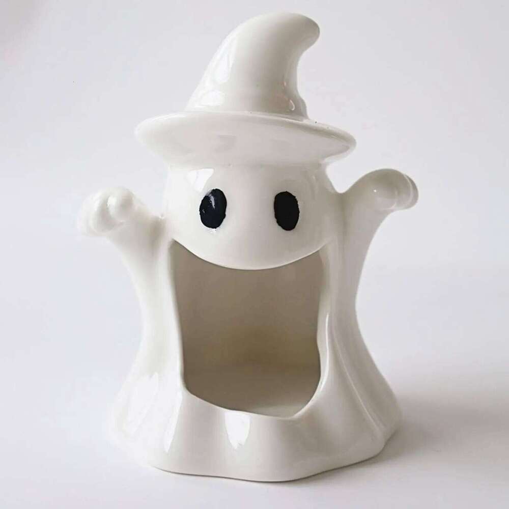 2025 Halloween Scented Candleholder Handmade Ceramic Ghost Figurine Candlestick Creative Candle Aromatherapy Ornament Y260131