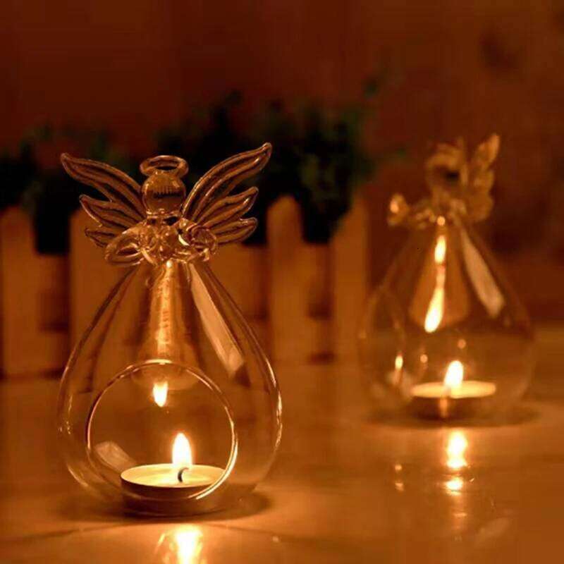 Angel Glass Tea Light Candle Holder Home Party Decor Candlestick Storage Holders Y260131