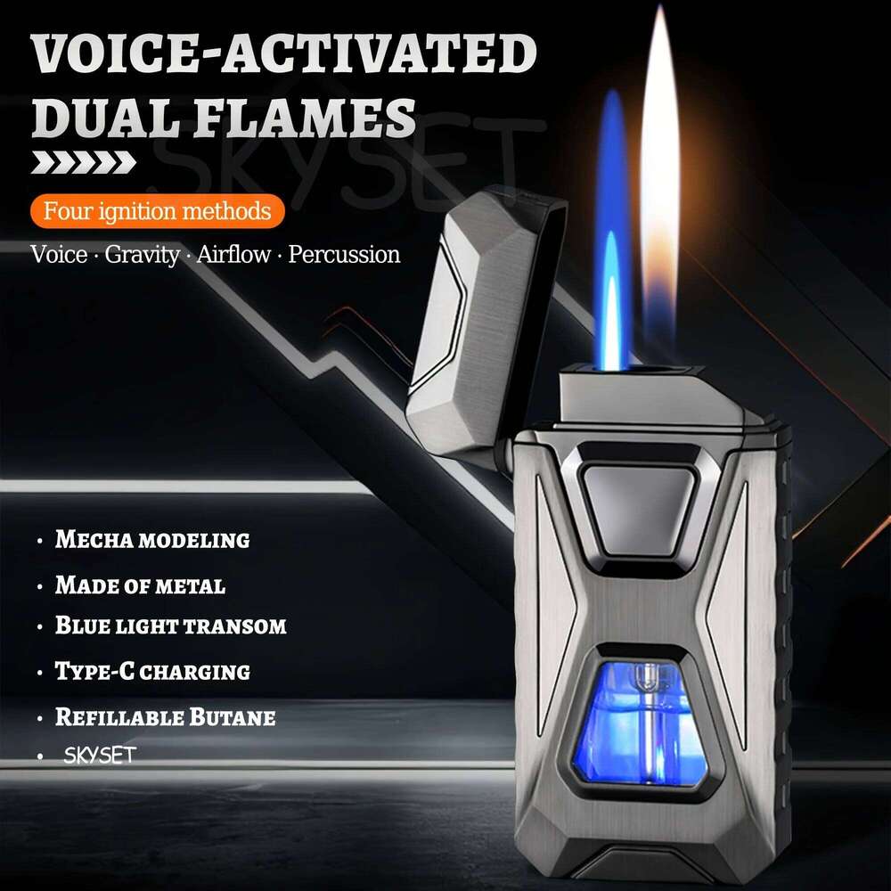 Metal Windproof Cigar Lighter Jet Torch Gas Two Types Flames Unusual Lighters Smoking Accessory Butane Gadgets for Men W260202