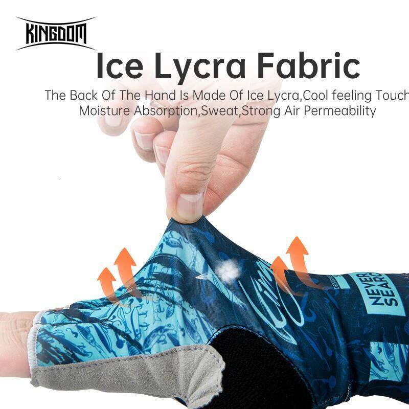 Kingdom Ice Lycra Fabric Anti-slip Fishing Gloves Outdoor Sports Breathable Cycling Bike Bicycle Camping Hiking Fingerless Glove XJ260202
