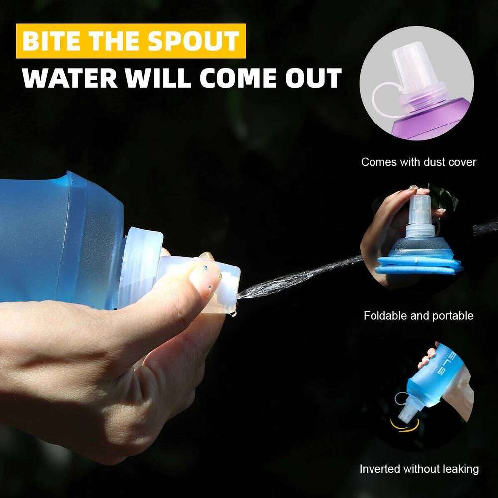 WRELS Outdoor Sport Bottle Camping Running Bicycle Folding TPU Soft Flask Water Bag Large Diameter Light BPA Free Z260202