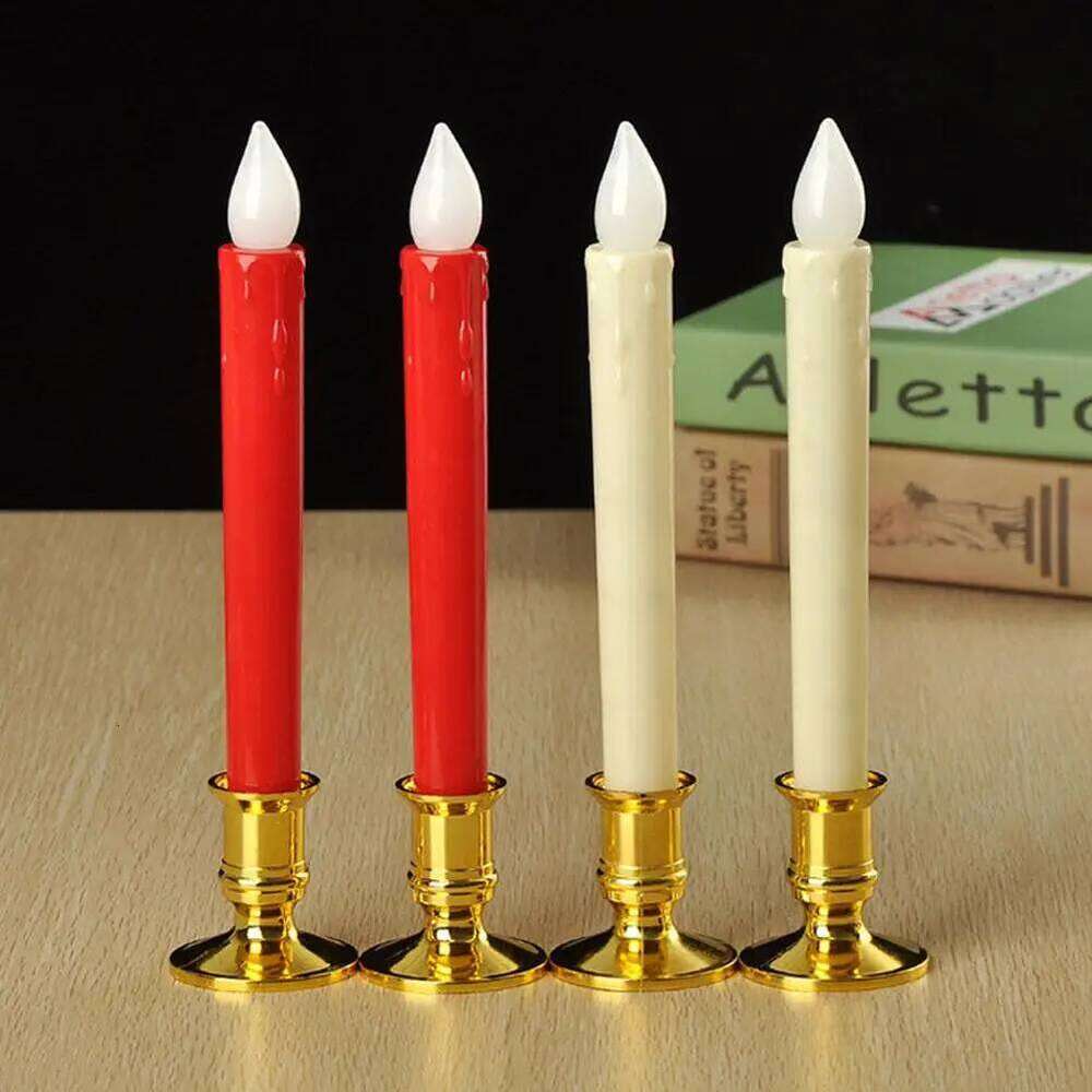 2pcs Traditional Shape Taper Standard Plastic Candle Holders Candlestick Wedding Dinner Decor for Electronic Candles For Party Y260131