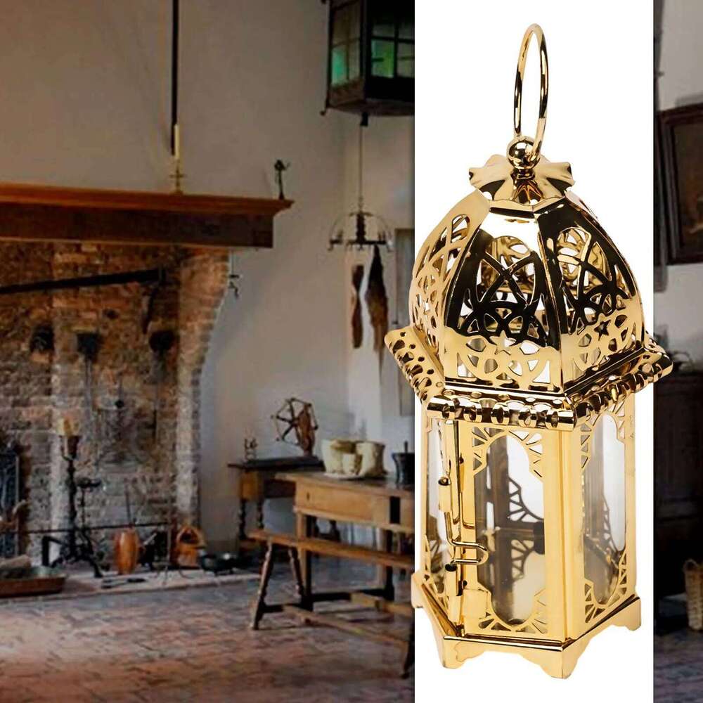 1pc Candle Holders Moroccan Large Iron Tonal Tall Glass Lanterns Tealight Holder Garden Home Decorations Wedding Props Y260131