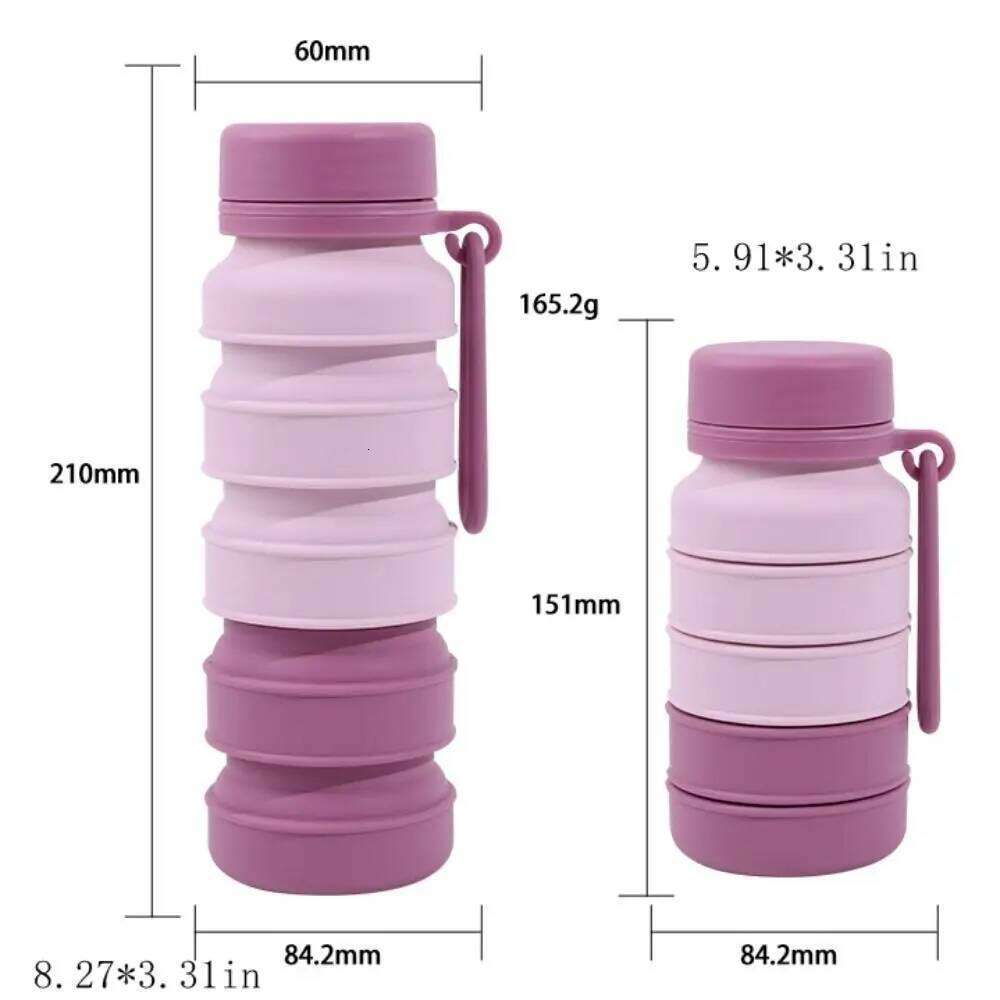 Leak Proof Foldable Water Bottle Portable Stainless Retractable Coffee Cup Reuseable Carabine Silicone Sport Bottles Z260202