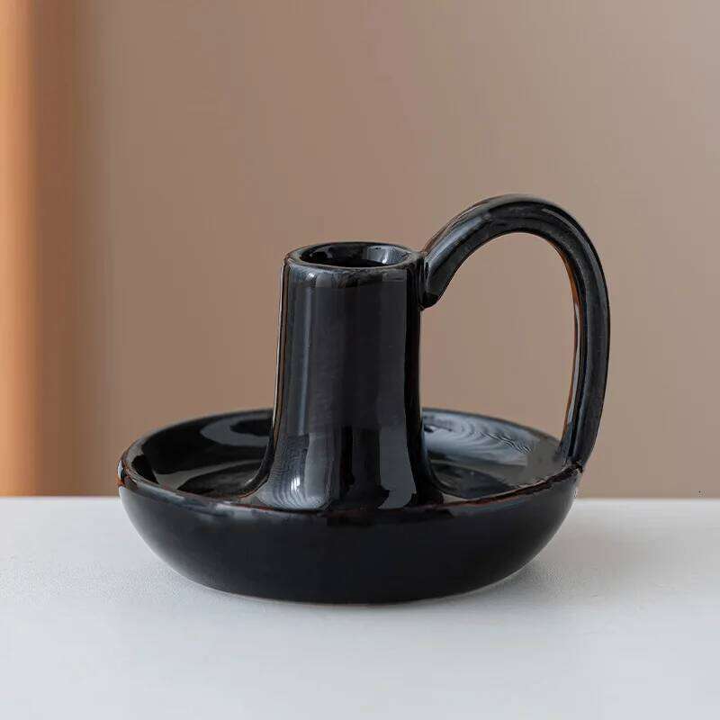 1pc Elegant Simple Modern Ceramic Candlestick Ornaments Creative Homestay Decorative Dining Table Candlelight Dinner Props Y260131